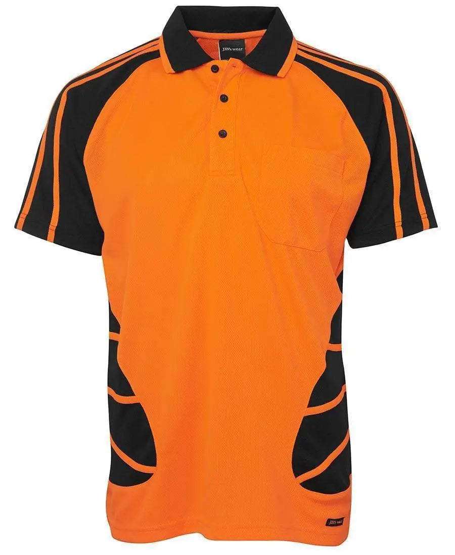 JB'S Hi-Vis Short Sleeve Spider Polo 6HSP Work Wear Jb's Wear Orange/Black XS